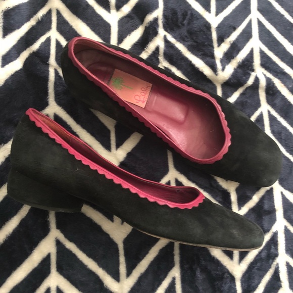 Lilly Pulitzer Shoes - 🔥Black suede Lilly Pulitzer flats